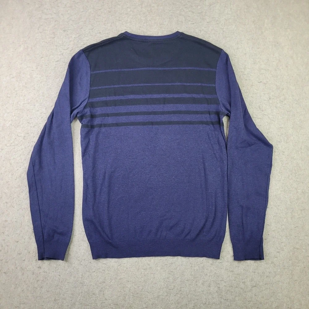 Ted Baker Sweater Mens 3 Blue Striped Pullover Crew Neck Preppy